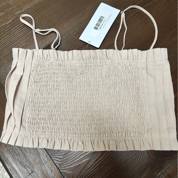 MABLE LOVE ECRU RAYON PLEATED BEIGE SUMMER BEACH TAN TUBE TOP SIZE MED NWT - Picture 6 of 14